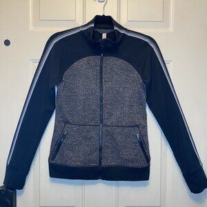 Athleta Girl Sz XL/14 Gray & Black Colorblock Zip Up Jacket Zip Pockets